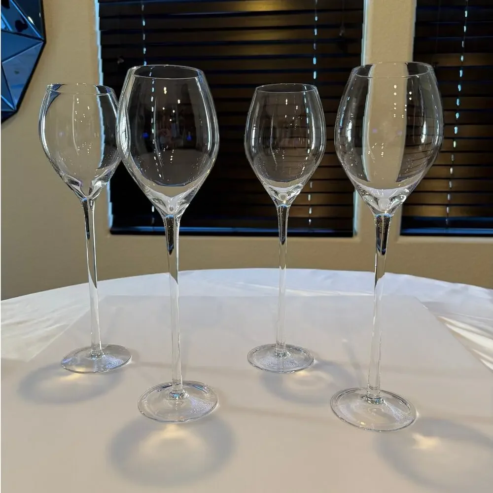 Z Gallerie Giant 13” Tall Wine Glasses Clear Long Stem Set of 4